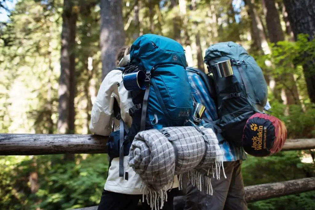 two hikers wearing backpacks