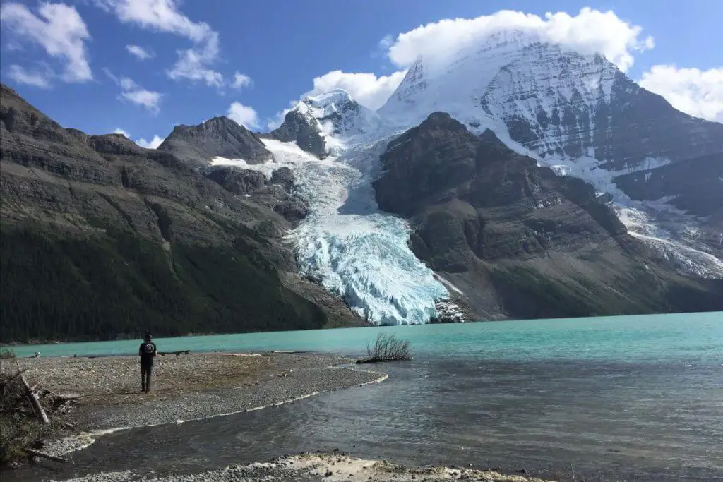 view of berg glacier from the berg lake campground