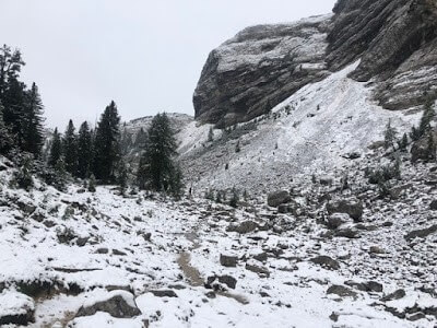 alta via 1 trail in the snow