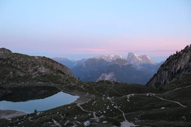 Lago di Coldai on alta via #1 hiking trail