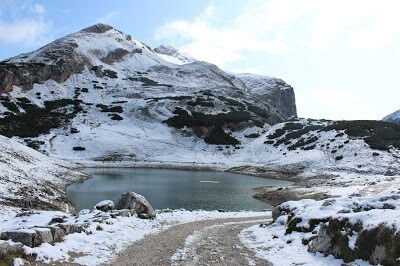 A Snowy Lake on the Way to Forcello Del Lago