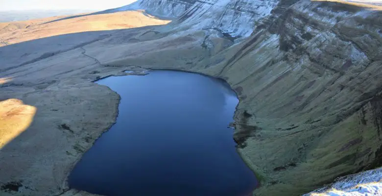 view of llyn y fan fach and picws du from the west