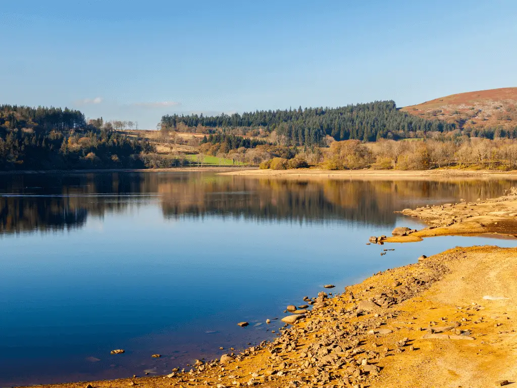 burrator reservoir on sunny day