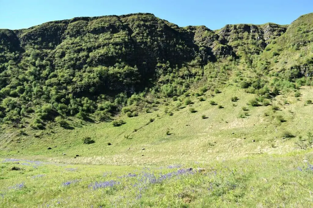 imposing cliffs of Craig Cerrig Gleisiad from the valley floor