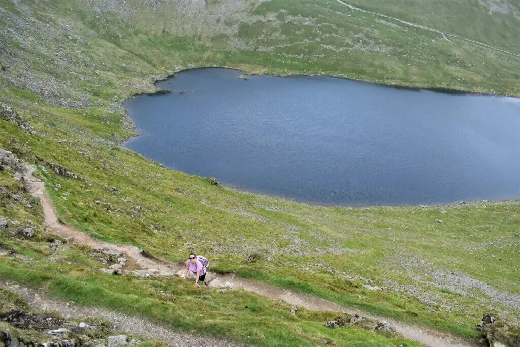 view of red tarn from striding edge
