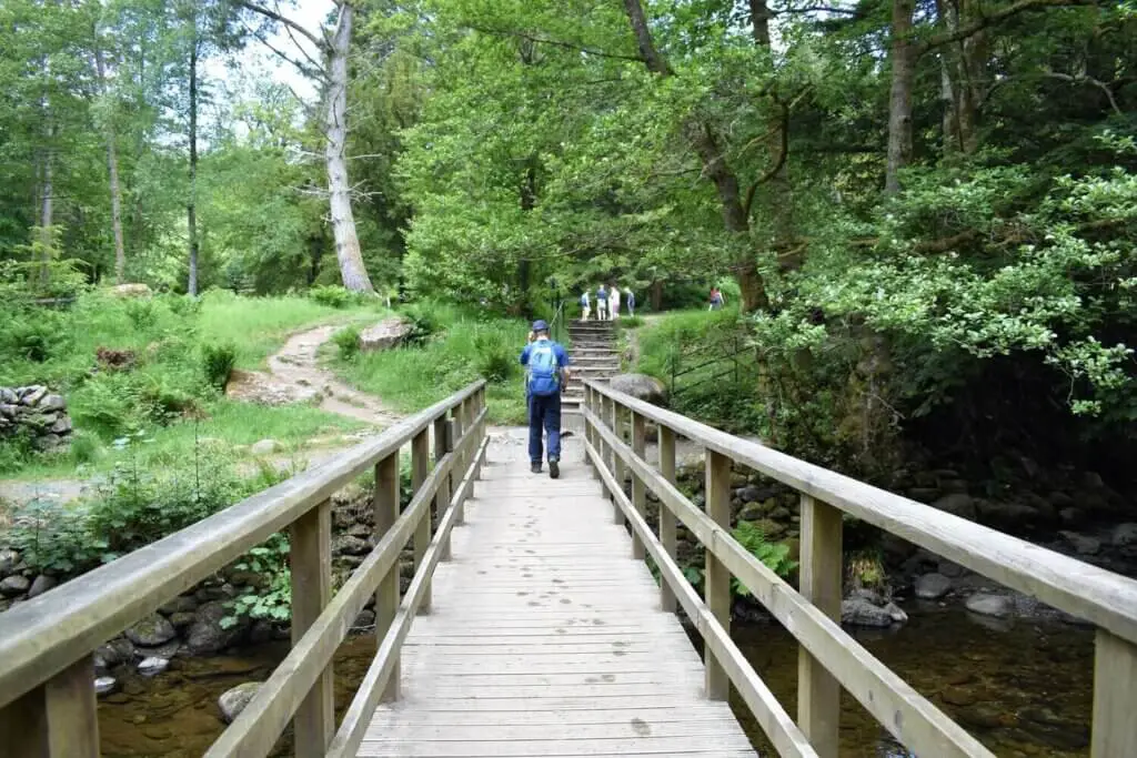 wooden footbridge over aira beck