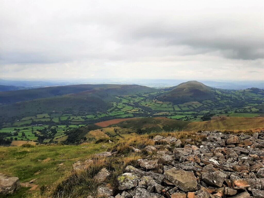 view towards mynydd troed and llangorse mountain from pen allt mawr