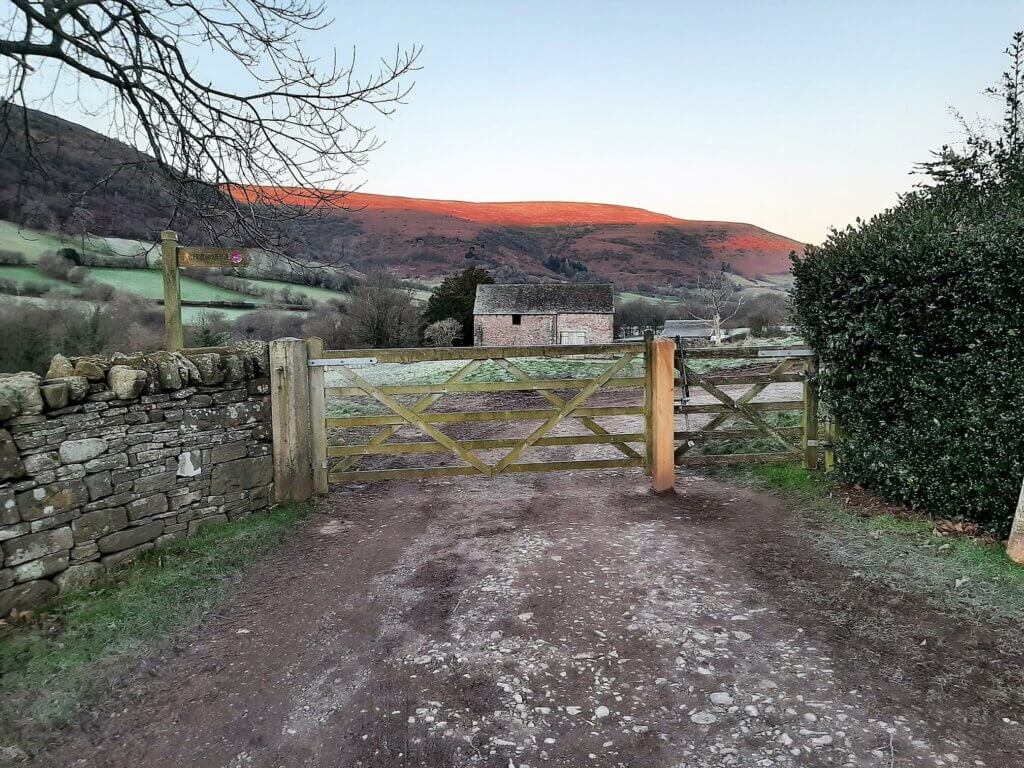 gate at start of vale of ewyas horseshoe walk
