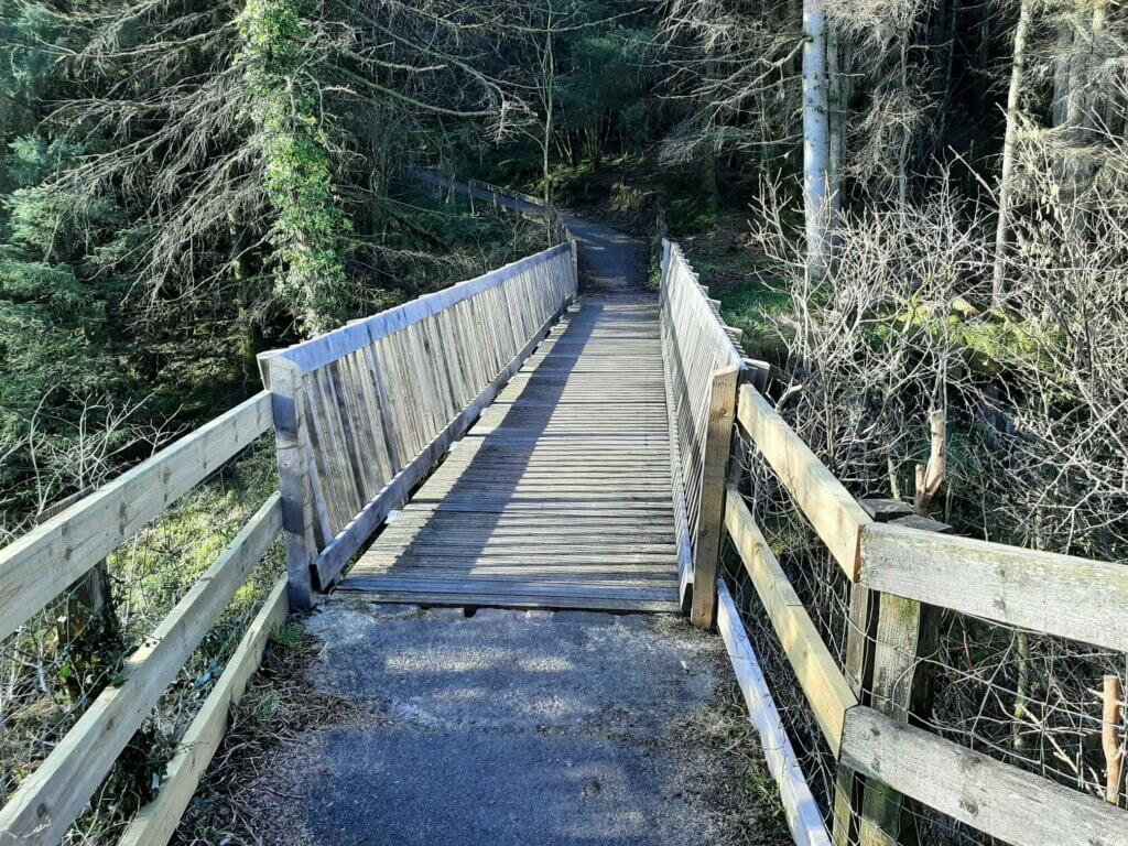 wooden footbridge over the Nant Car Fach