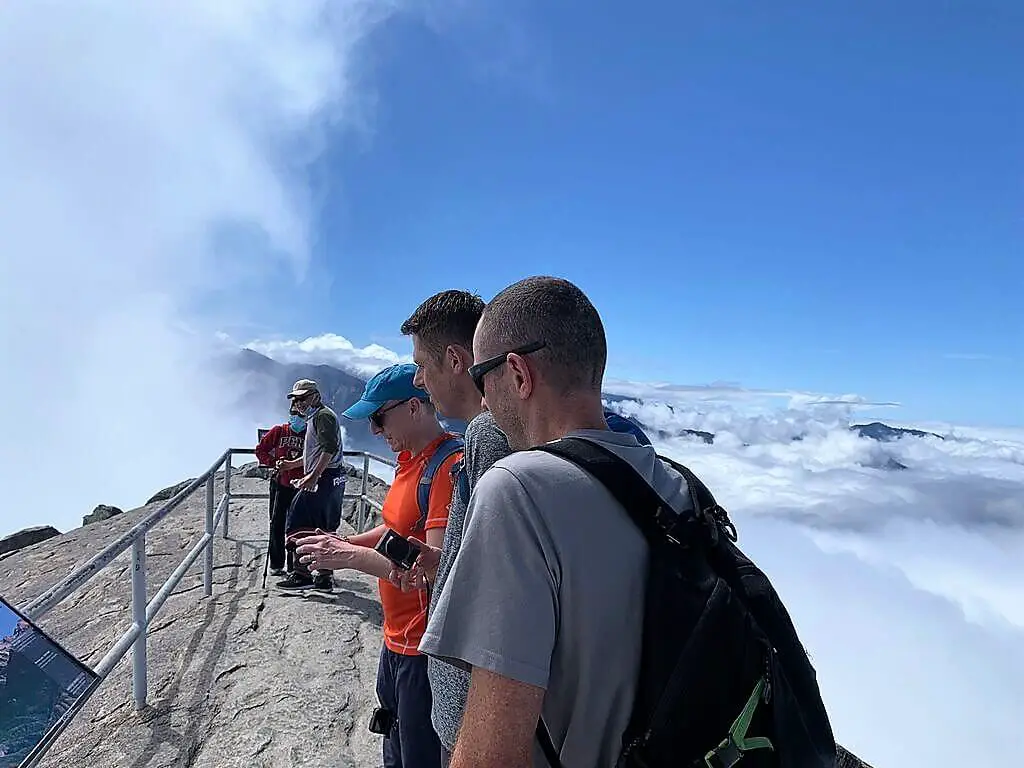 blue sky and clouds below on moro rock