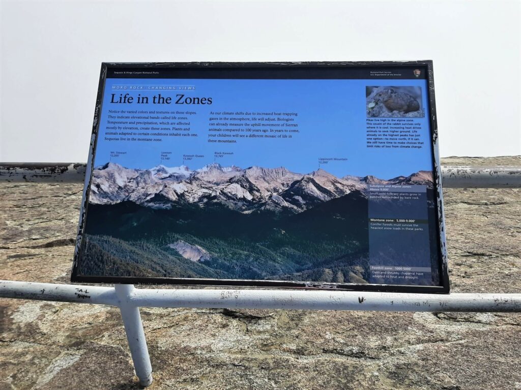 information board on the moro rock trail