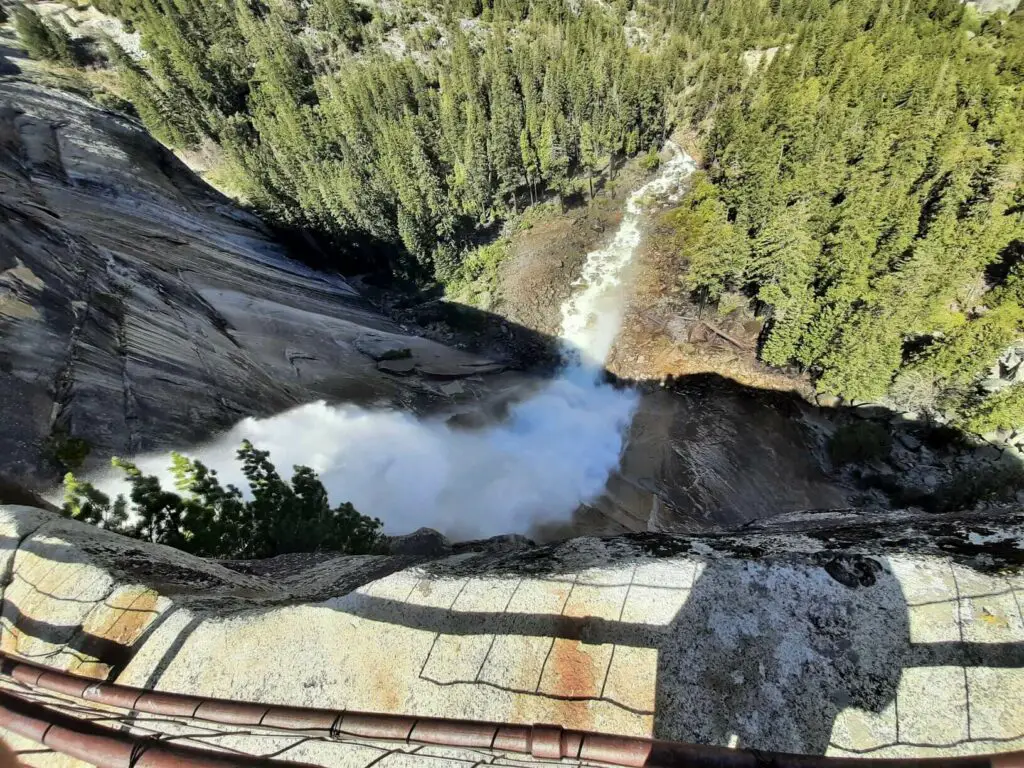 view down nevada fall from the top