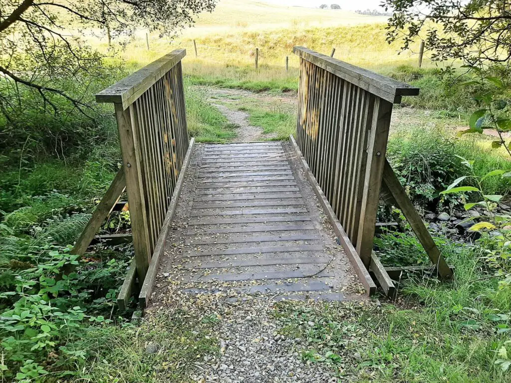 wooden footbridge across afon sgio