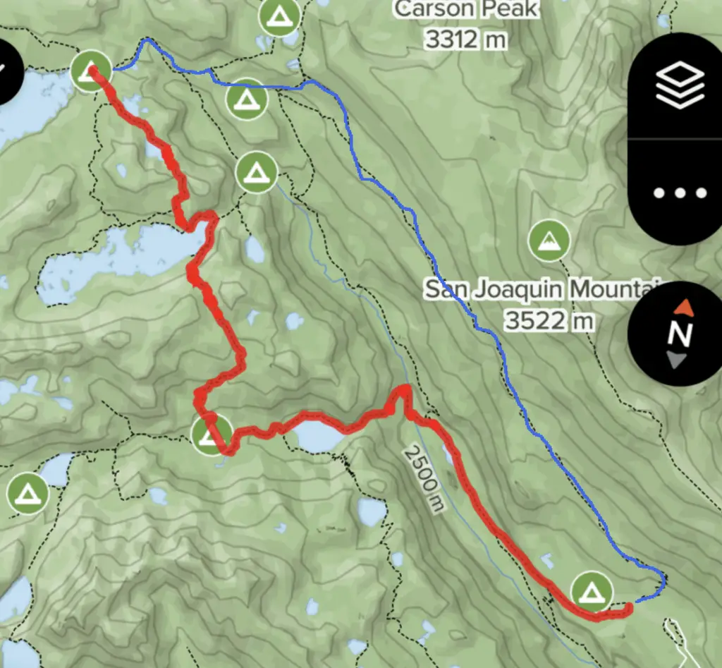 Agnew Meadows to Thousand Island Lake trail map