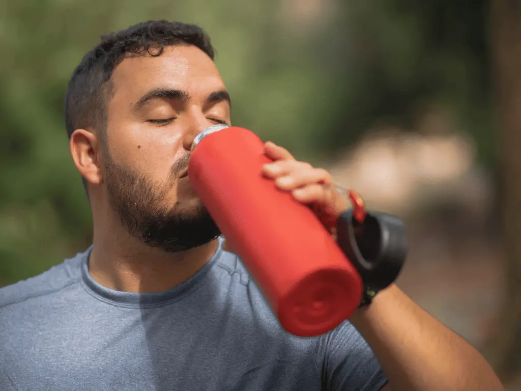 insulated red water bottle
